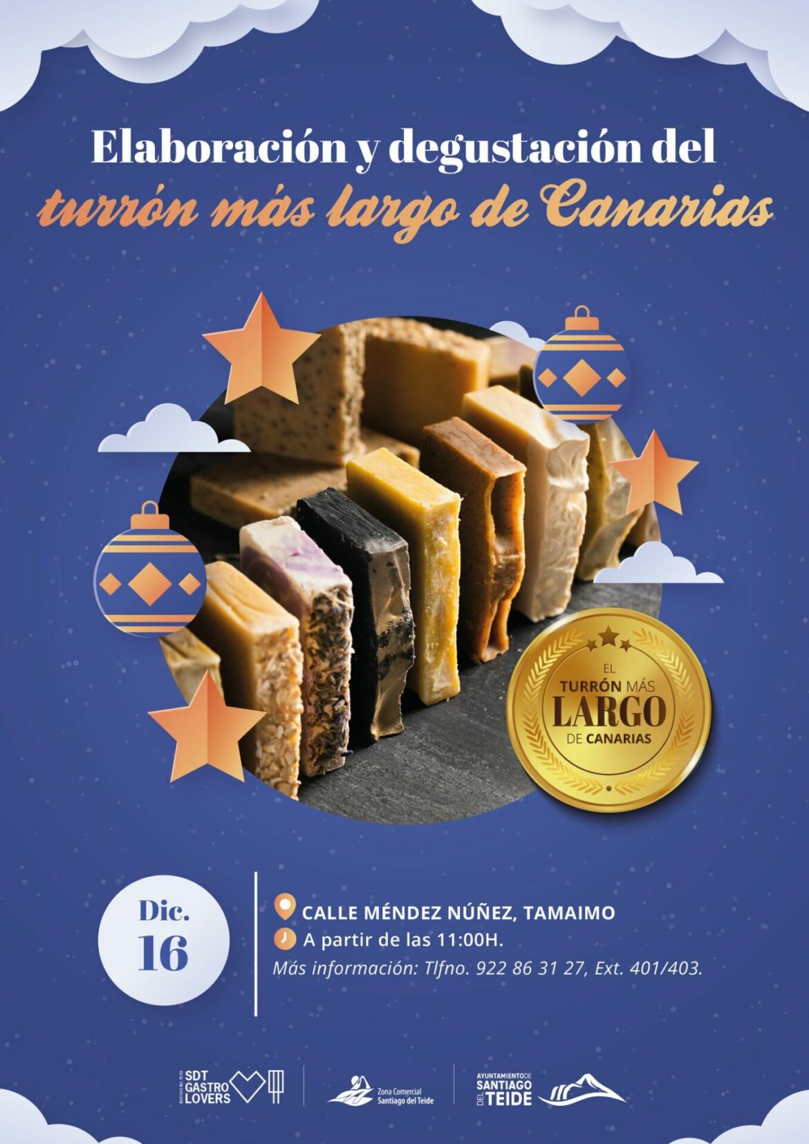 Cartel elaboración y degustación del turrón más grande de Canarias