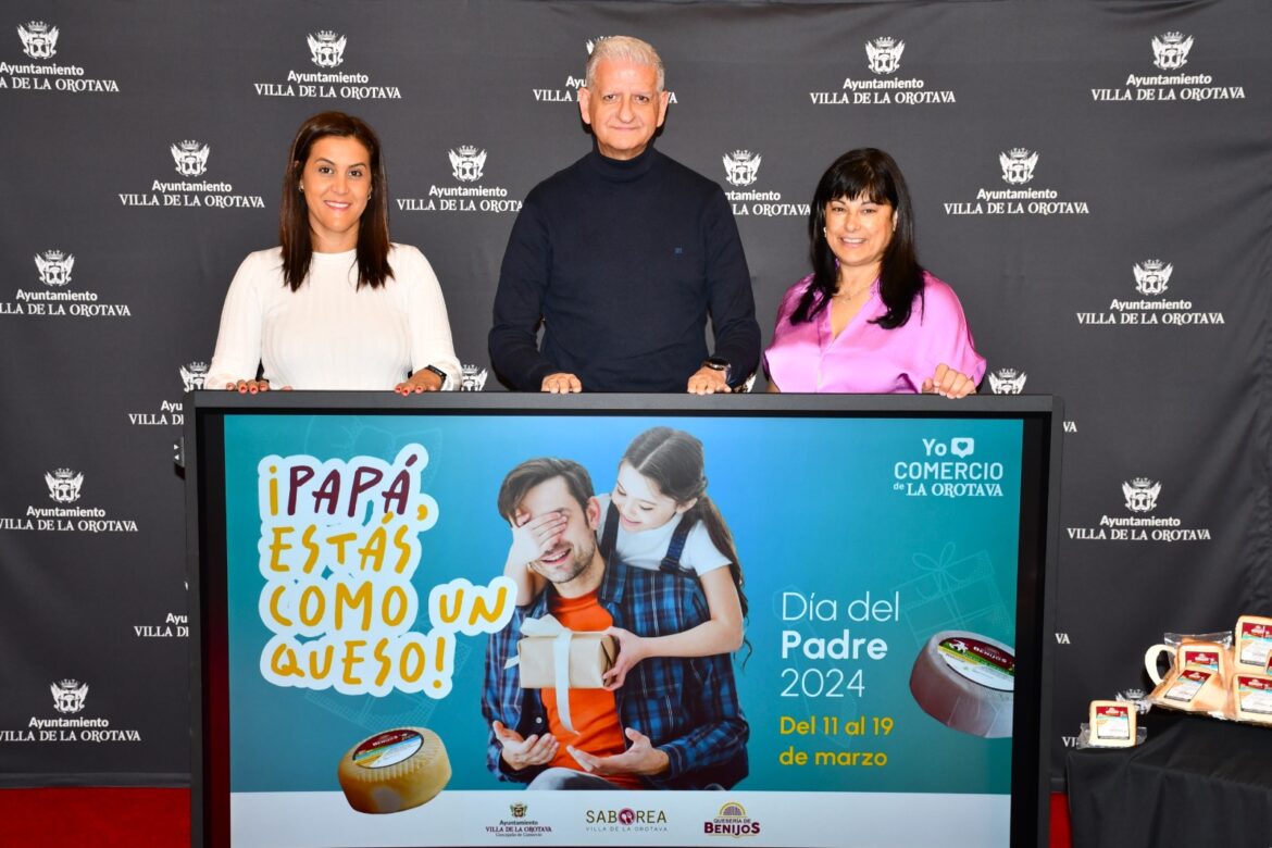 campaña día del Padre. Alcalde, concejala comercio y representante quesería Benijos